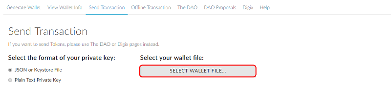 Ethereum (ETH) MyEtherWallet Select Wallet File
